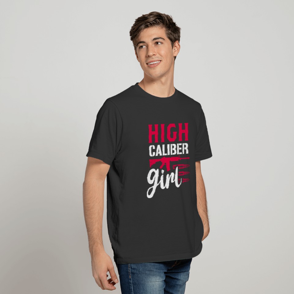 Usa Second Amendment High Caliber Girl Patriotic T-shirt