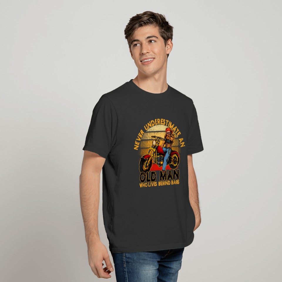 Old Man With Vintage Motorbike And Motorcross Meme T-shirt