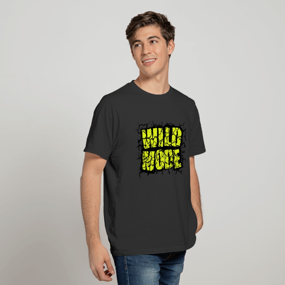 WILD MODE YELOW AND BLACK T-shirt
