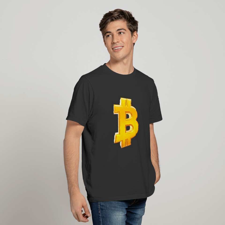Gold bitcoin symbol T-shirt