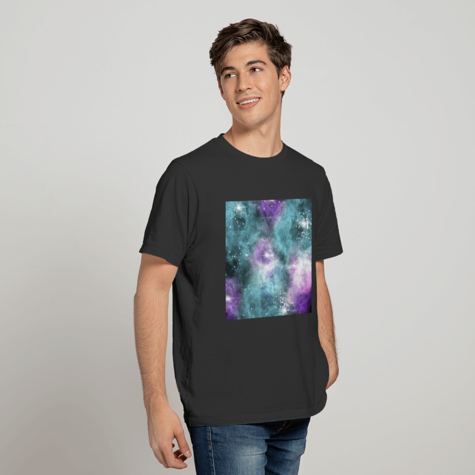Purple Turquoise Star Nebula Space Galaxy Universe T Shirts