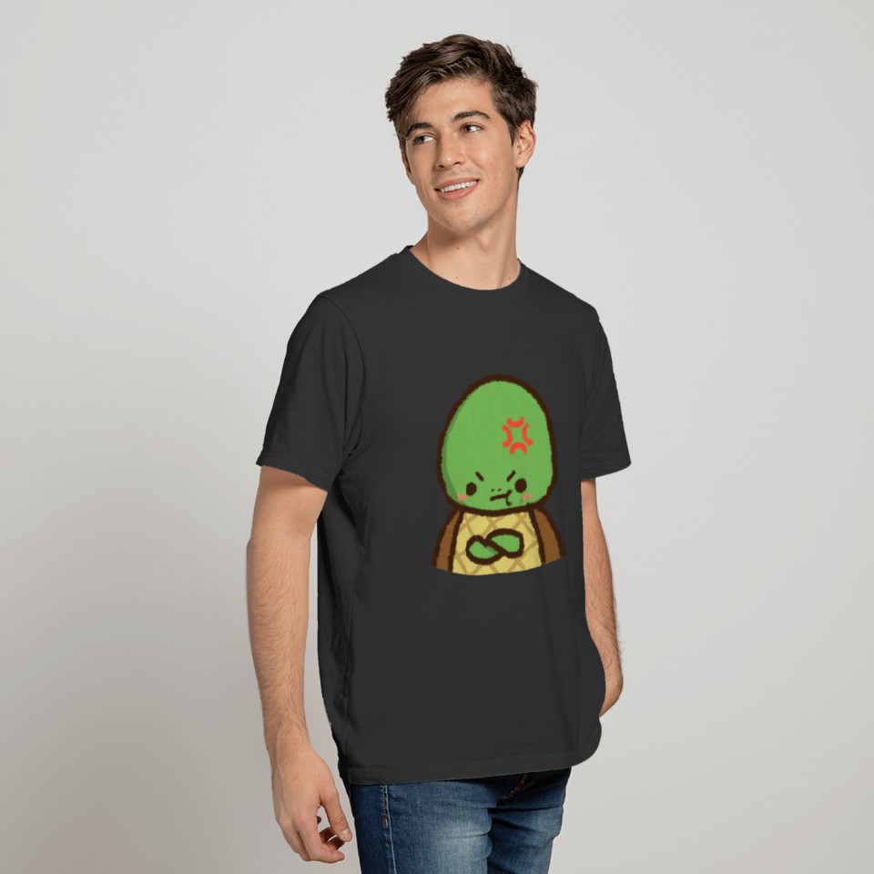 Kawaii green baby turtle being angry T-shirt