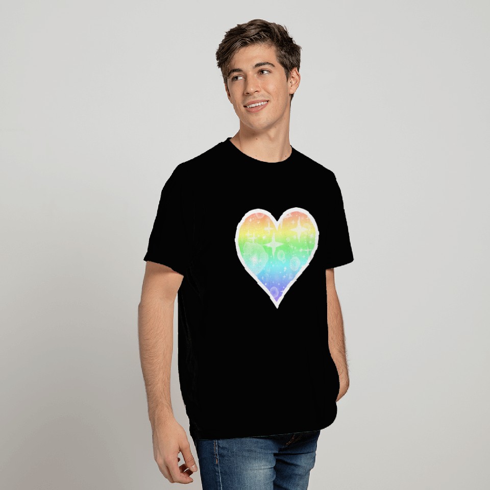 Kawaii Pastel Rainbow Heart Design T Shirts