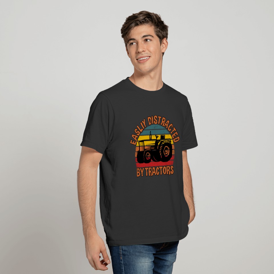 easliy Distracted By Tractors T-shirt