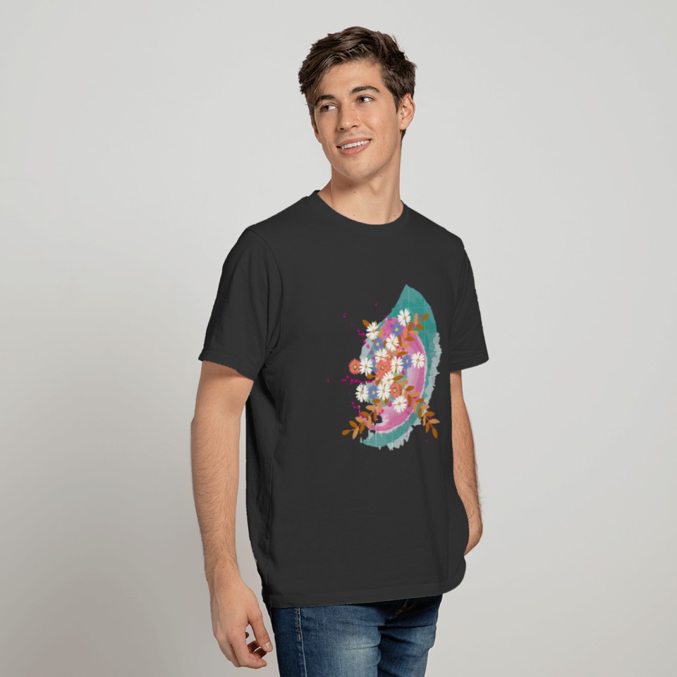 abstract floral design T-shirt