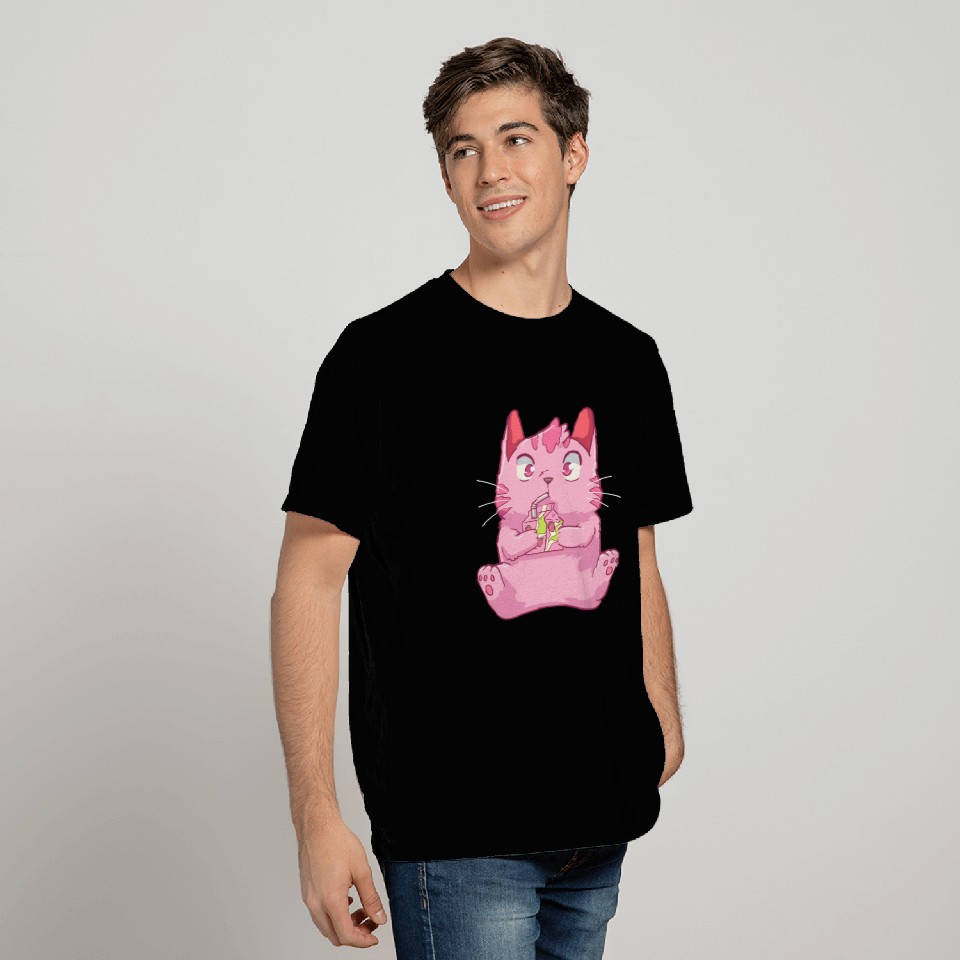 Cat Strawberry Milk Kawaii T Shirts