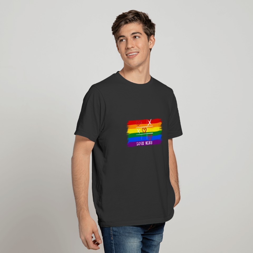 Gay Pride Love Wins Saying LGBTQ Equal Tik Tac Toe T-shirt
