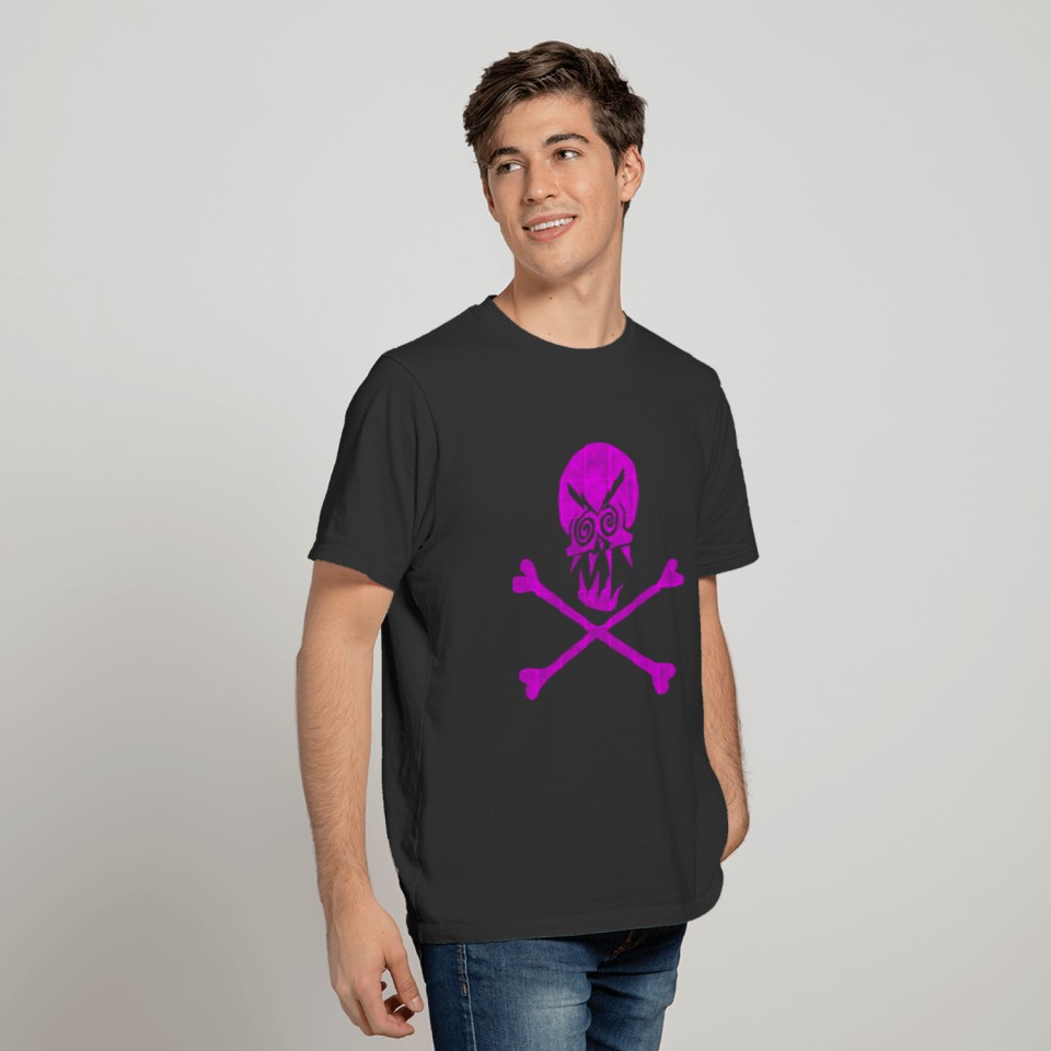 Drunk Pirate Skull & Bones Vintage (Neon Pink) T Shirts