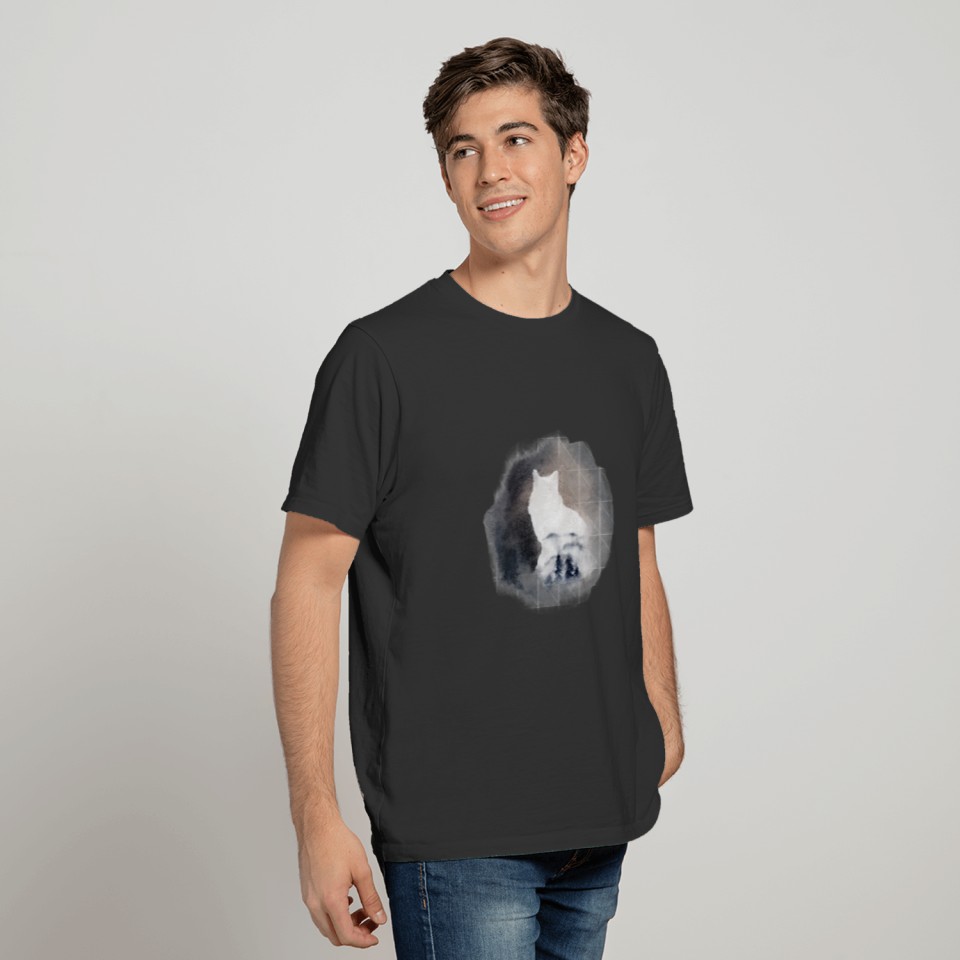 Watercolor illustration of silhouette Fox. T-shirt