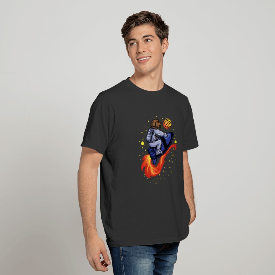 Space Dog on Rocket T-shirt