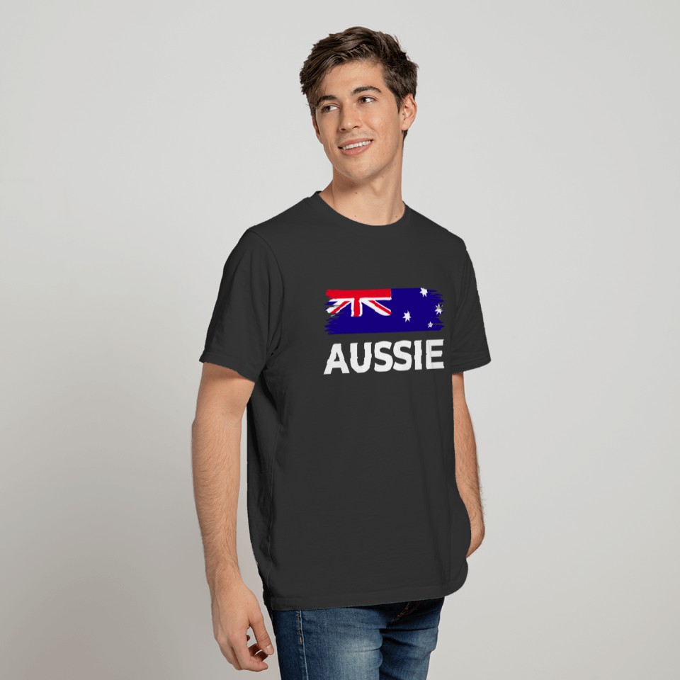 Aussie or Australian Reveal Flag Brush Stroke T-shirt