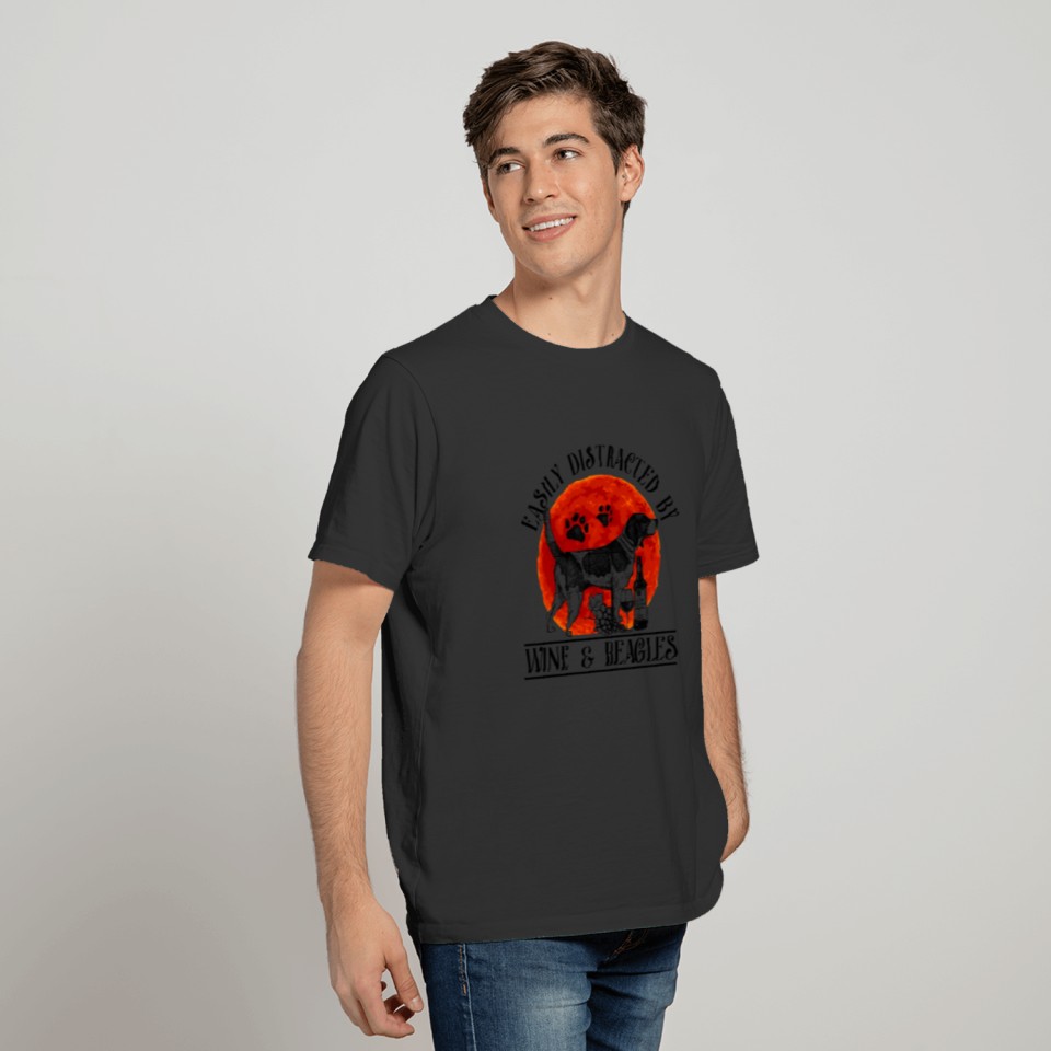 Easily Distracted By Wine And Beagles Halloween T-shirt