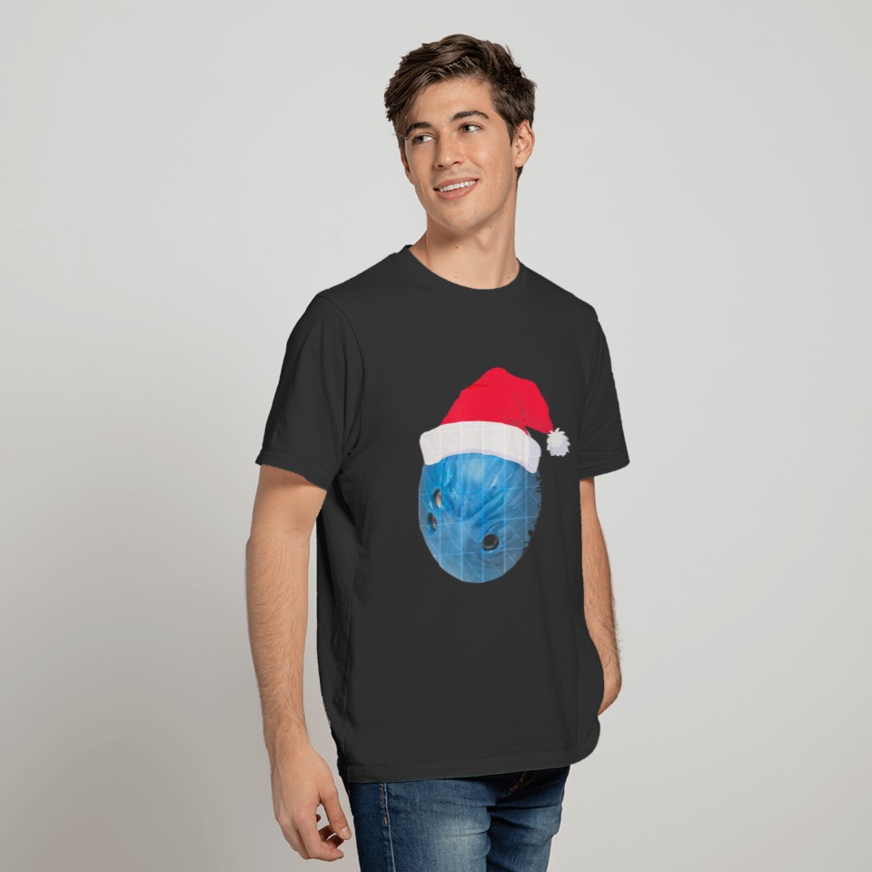 Bowling Ball With Christmas Hat Boys Men Christmas T Shirts