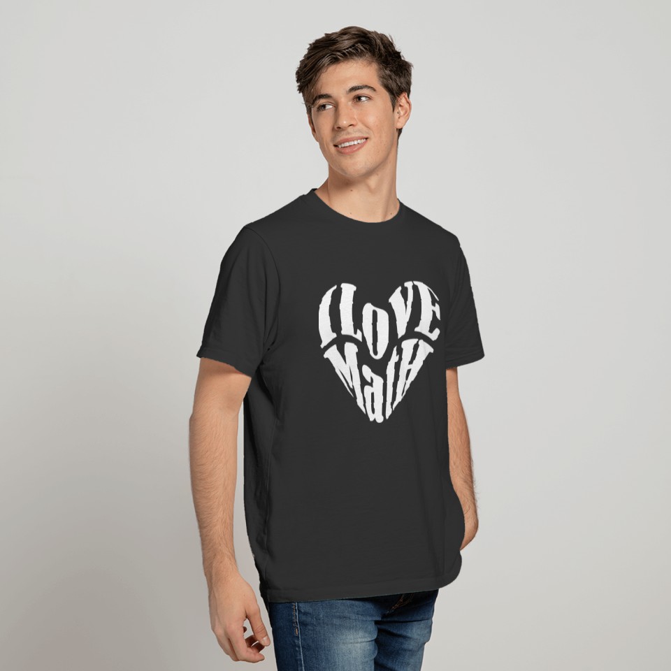 heart Math love Math black&white typography T-shirt