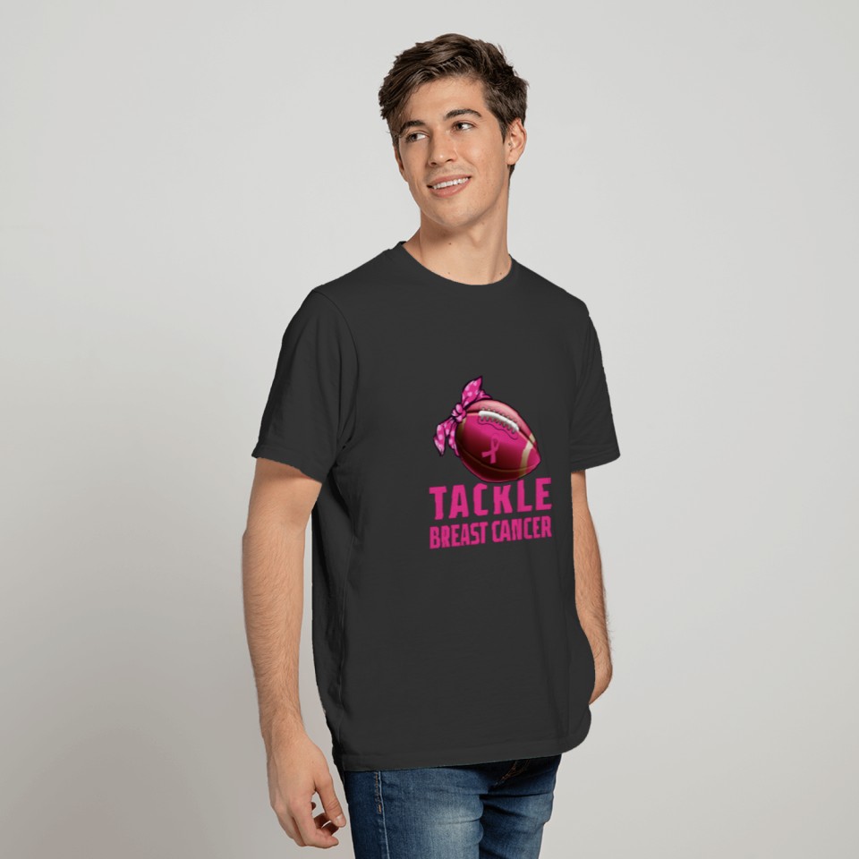 Tackle Breast Cancer Awareness Pink Ribbon Leopard T-shirt
