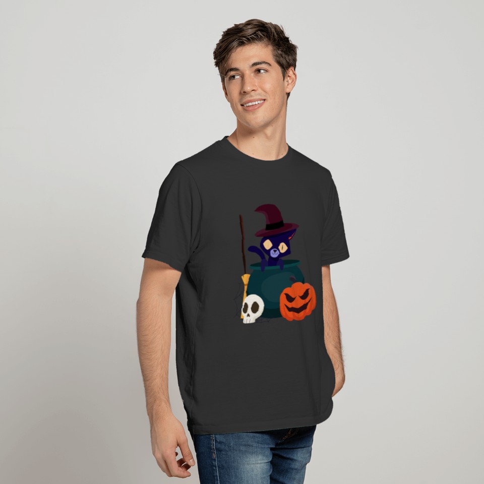 Cat Halloween sticker T-shirt
