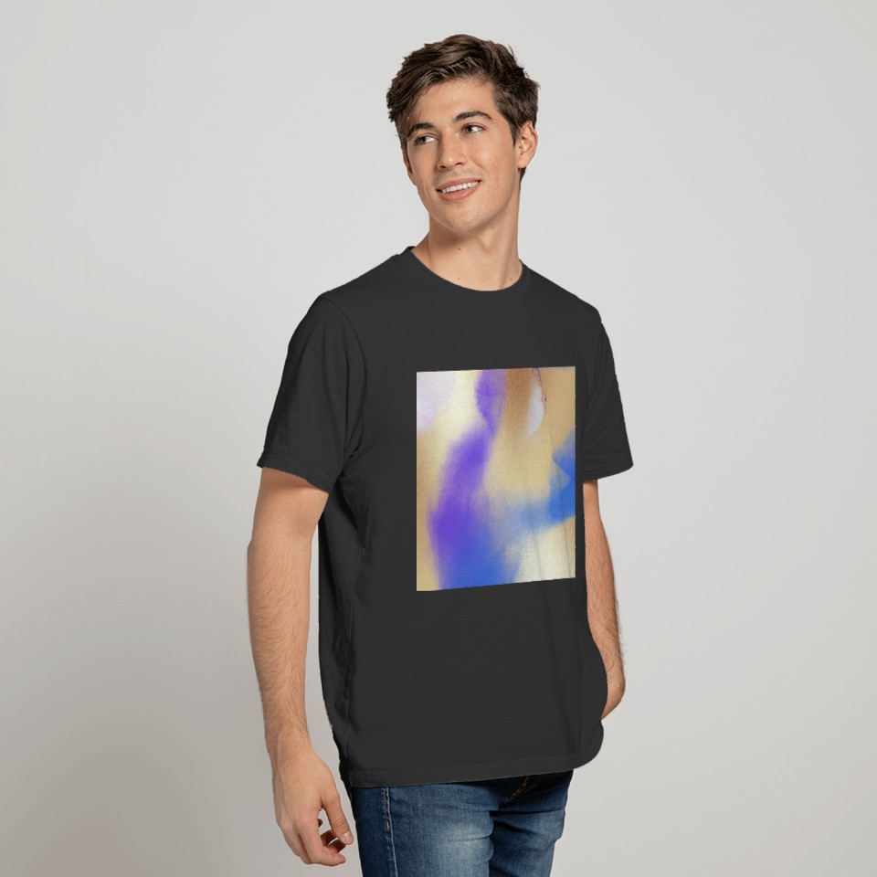 Purple Blue Watercolor Gold Abstract Painting T Shirts