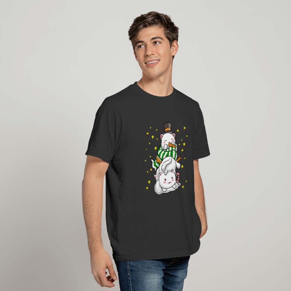Cat Snowman Cute Christmas Kittens Catmas Xmas Kid T-shirt