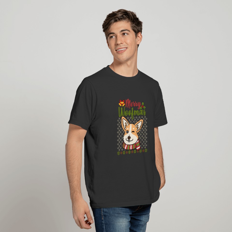 Corgi Ugly Christmas Sweater Merry Woofmas Dog Lov T-shirt