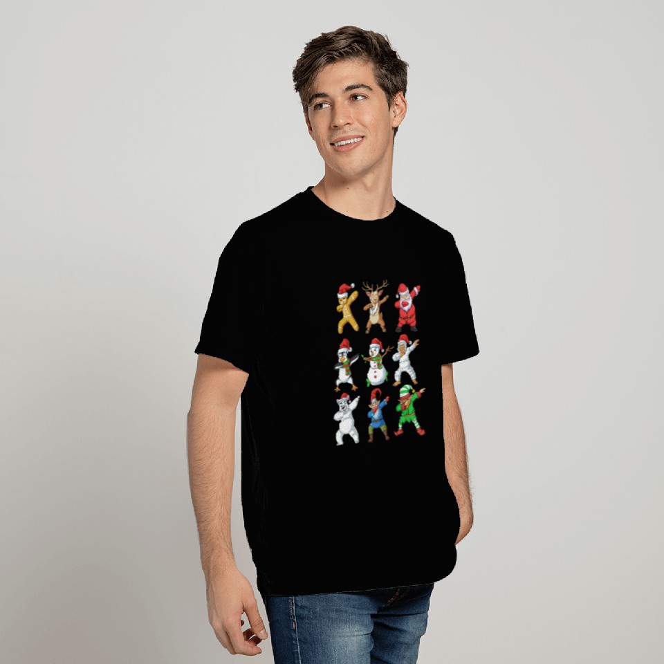 Dabbing Santa Elf Friends Christmas T Shirts