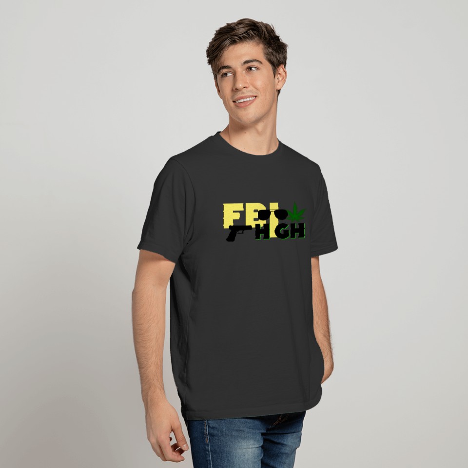 FBI HIGH Yellow Gun Glasses Edition with Leaf T-shirt