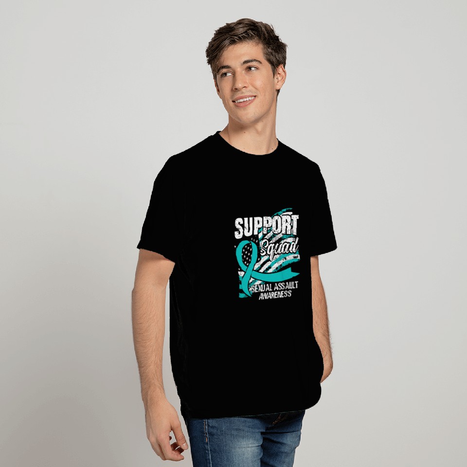 Support Squad Sexual Assault Awareness Teal Ribbon T Shirts