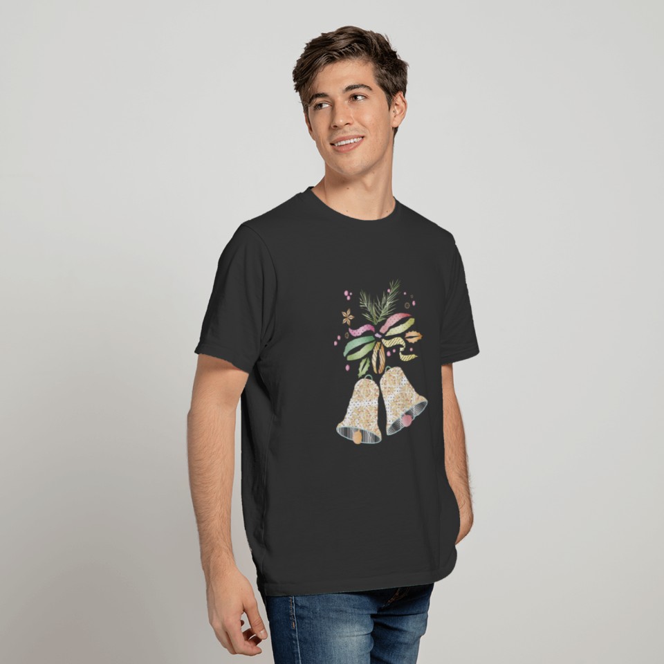 Christmas bells in delicate bright colors T-shirt