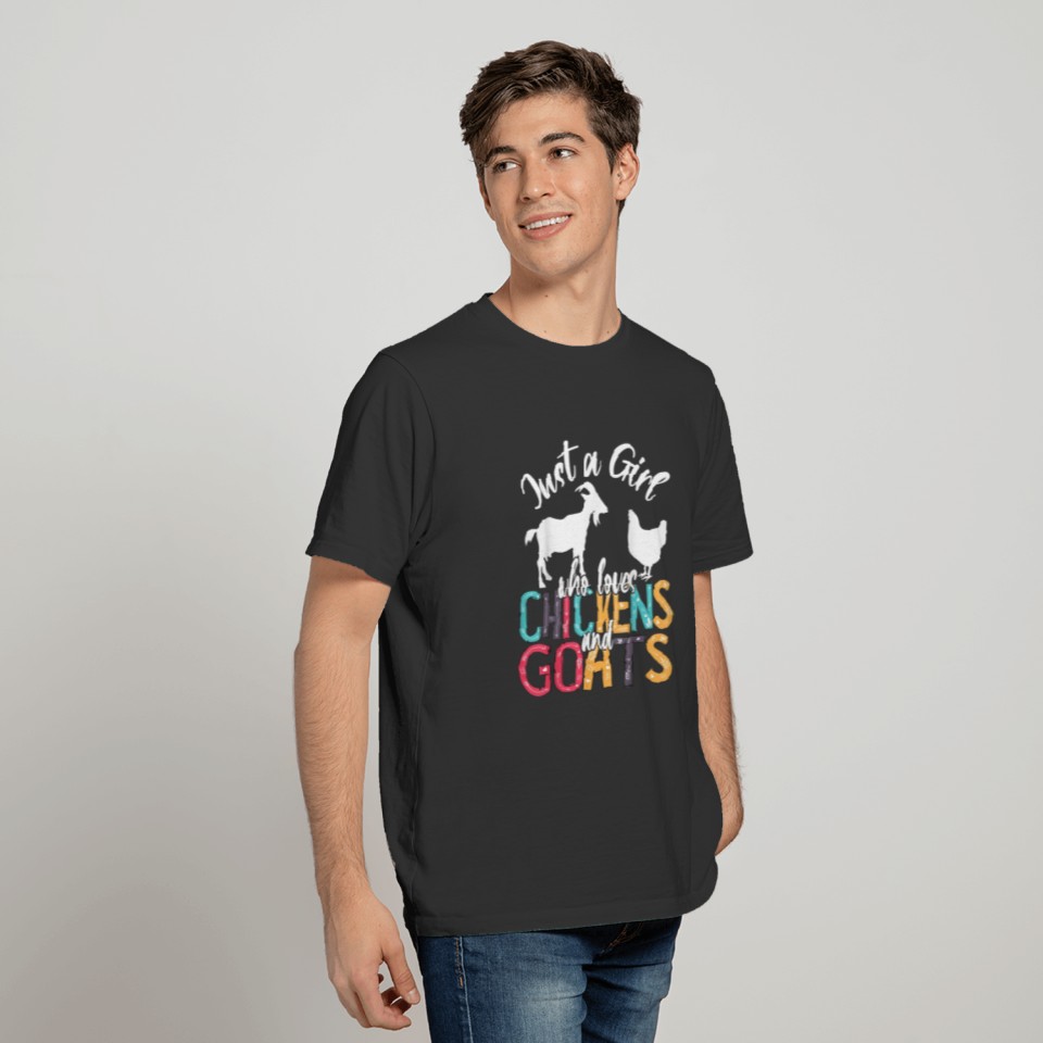 Cute Just A Girl Who Loves Chickens Goats Farmer T-shirt