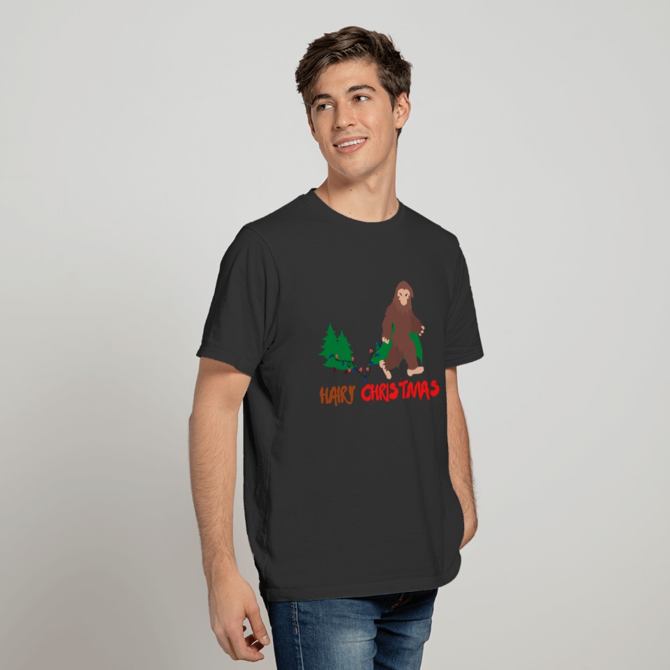 Cute Bigfoot Hairy Christmas Funny Pajama Meme T Shirts