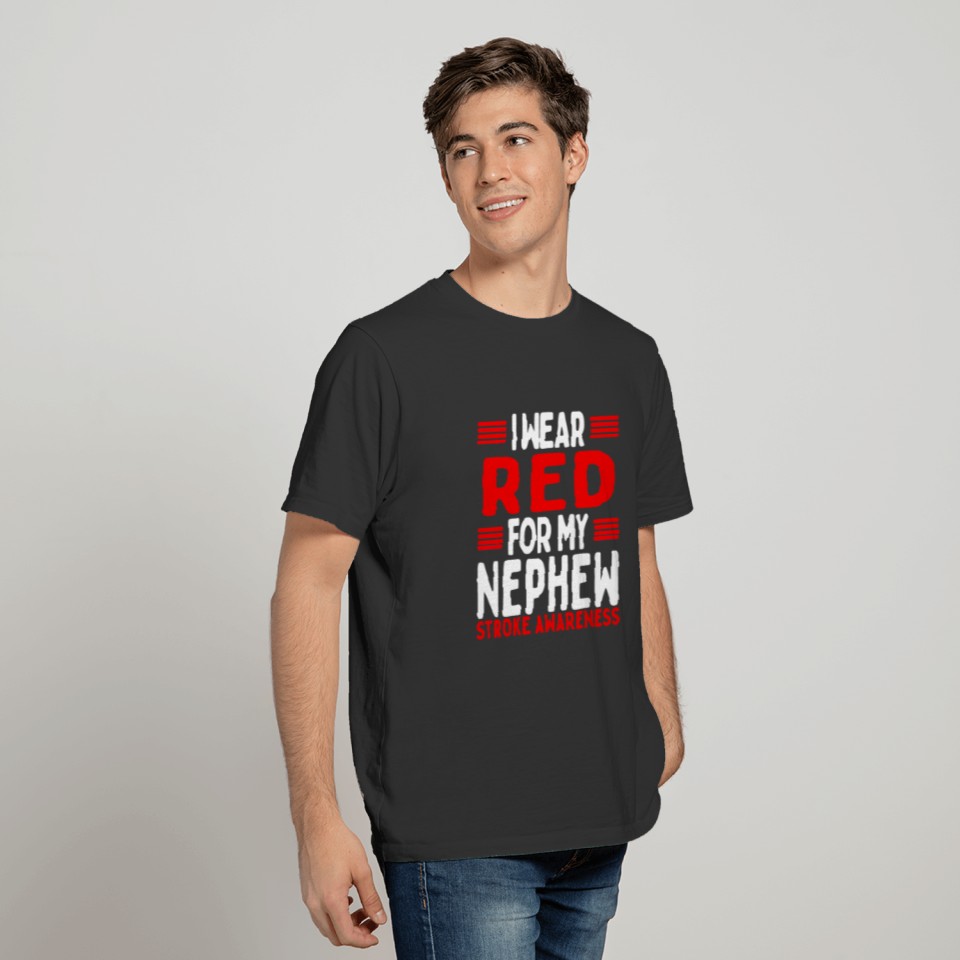 Red Aunt Uncle Stroke Awareness Nephew T-shirt