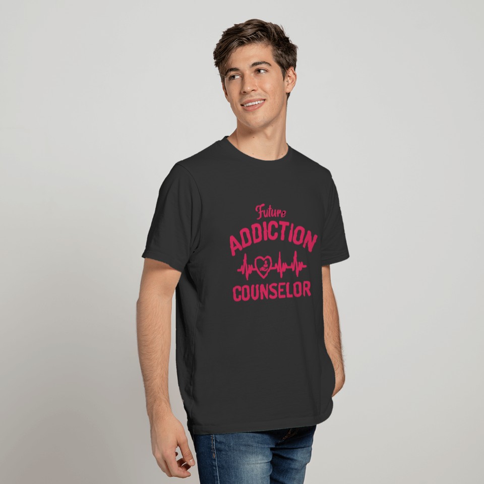 Future Addiction Counselor with EKG Heartbeat T-shirt