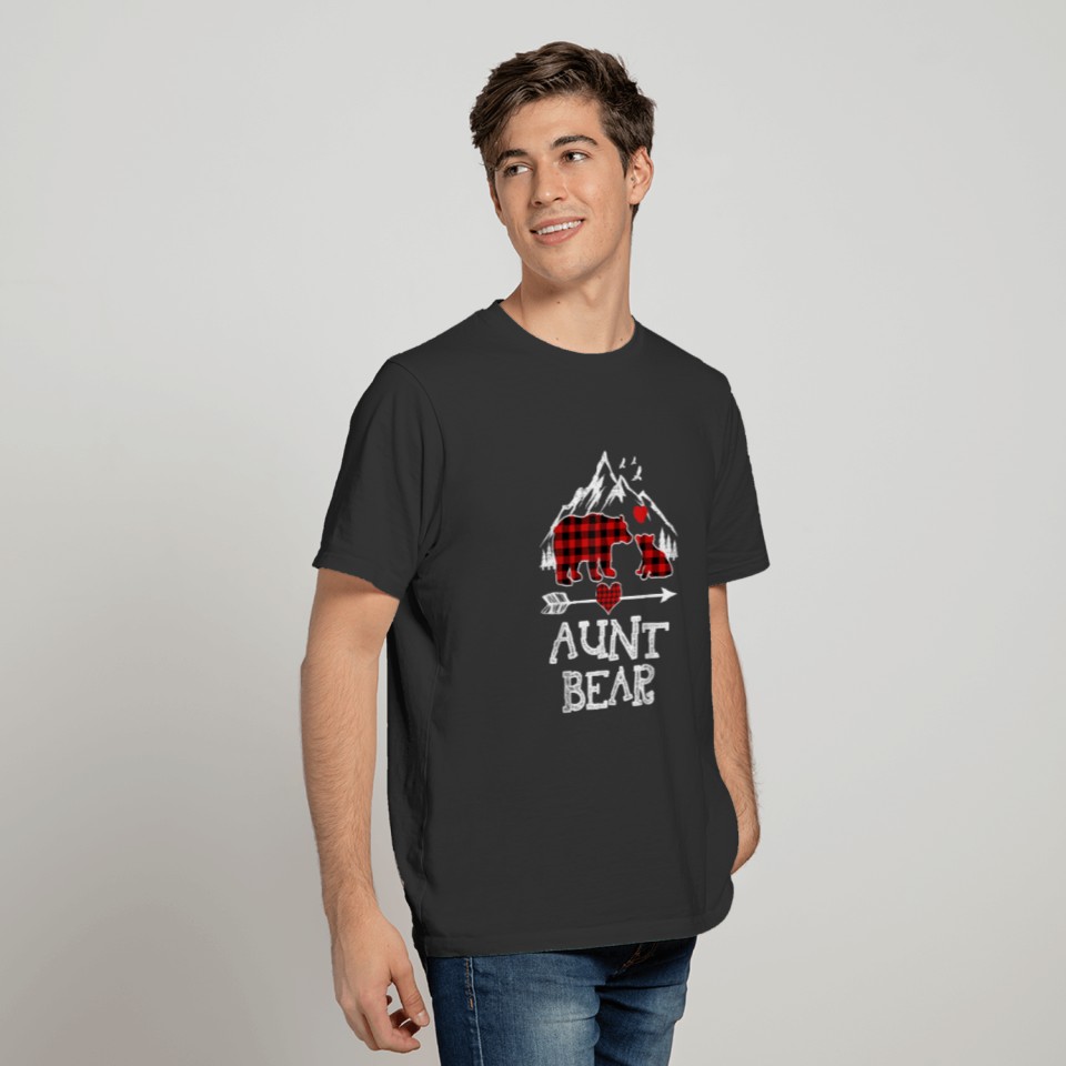 Aunt Bear, Red Buffalo Plaid Aunt Bear T Shirts