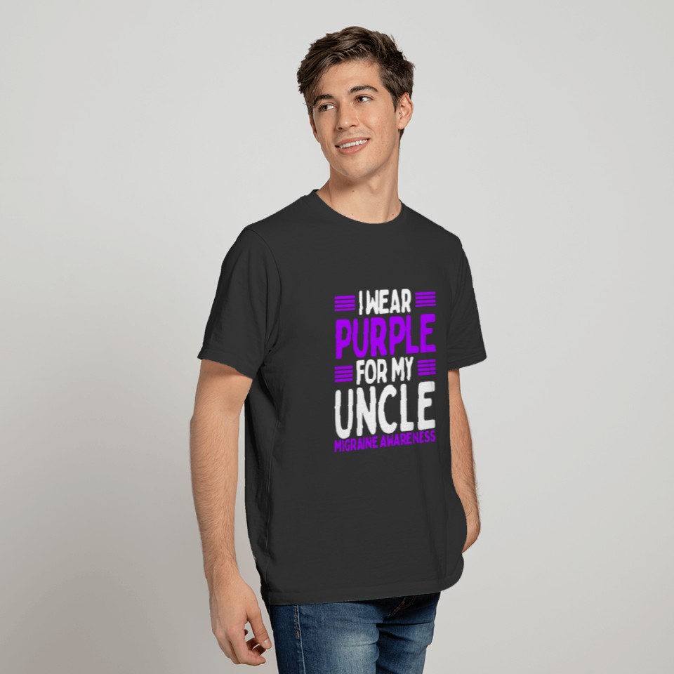 Purple Men Niece Migraine Awareness Uncle T Shirts