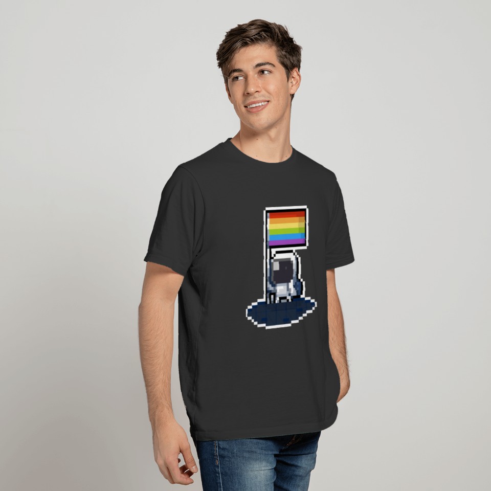 Nasa Rainbow Flag -Pixel Art T Shirts