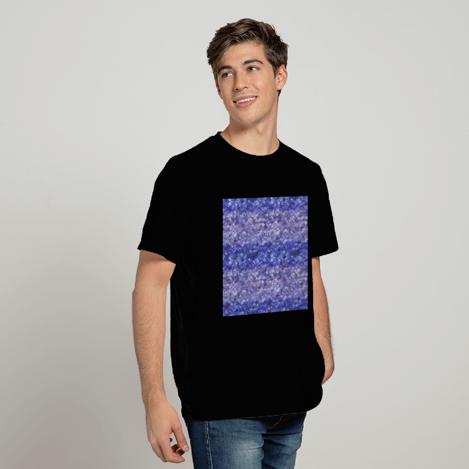 Navy Blue Mermaid Pattern Metallic Glitter T Shirts