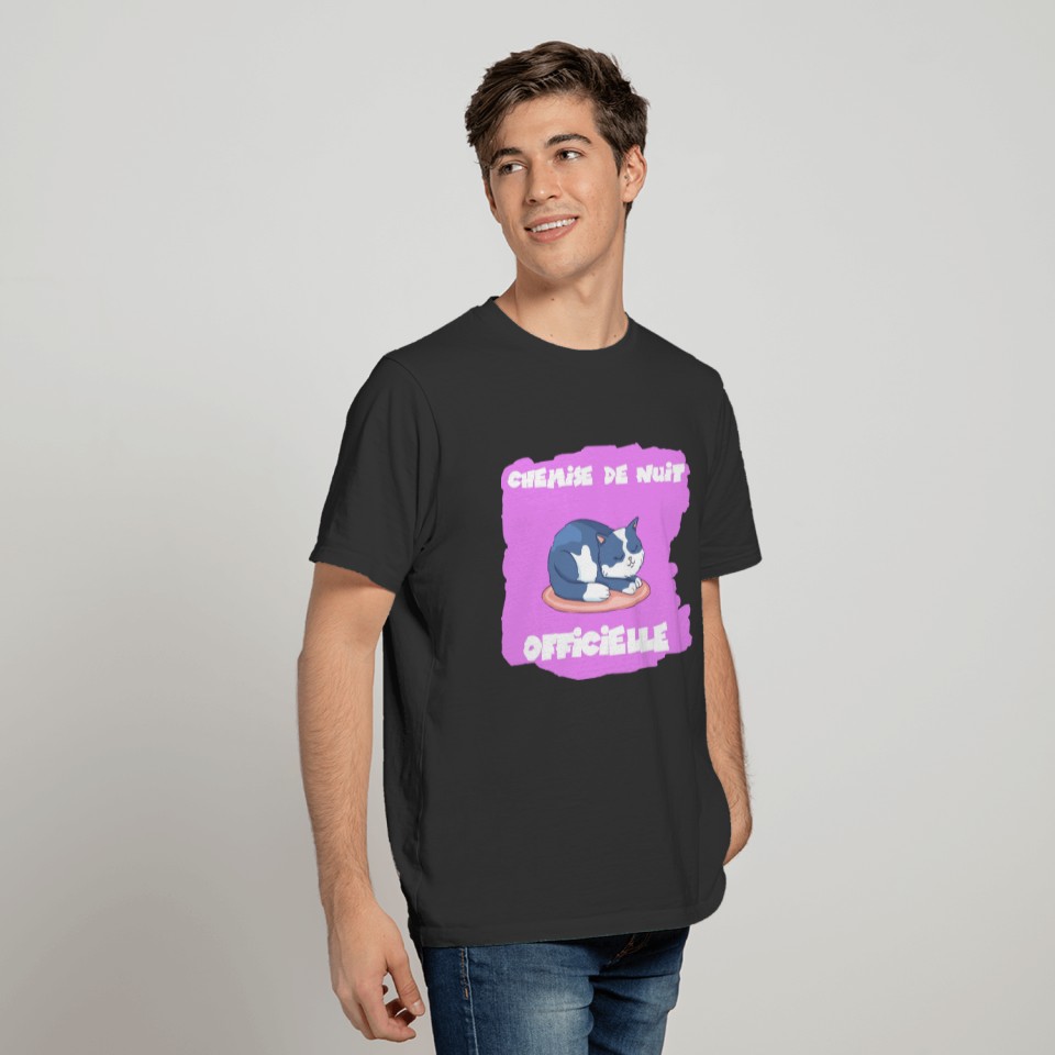 Chemise de nuit officielle avec chat T-shirt