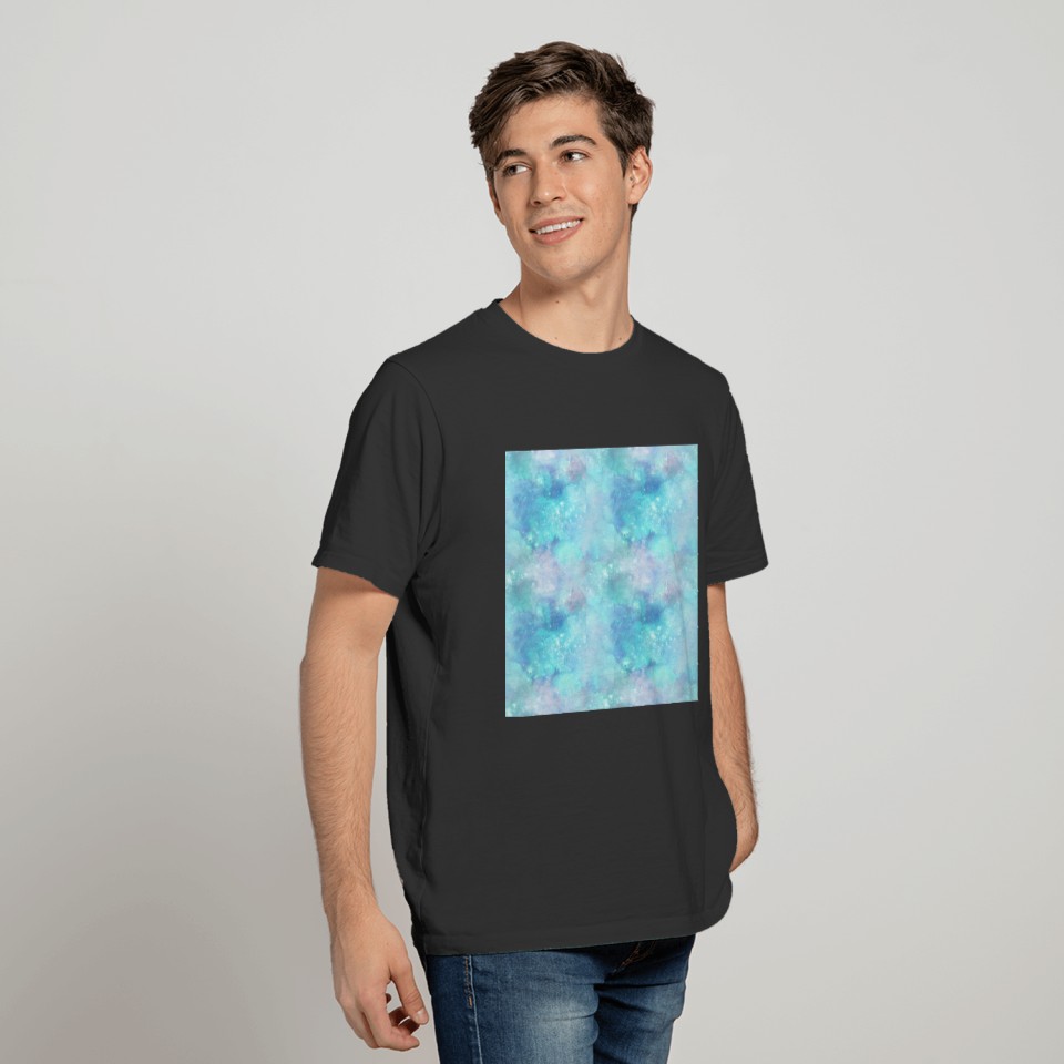 Aqua Blue Galaxy Painting T Shirts