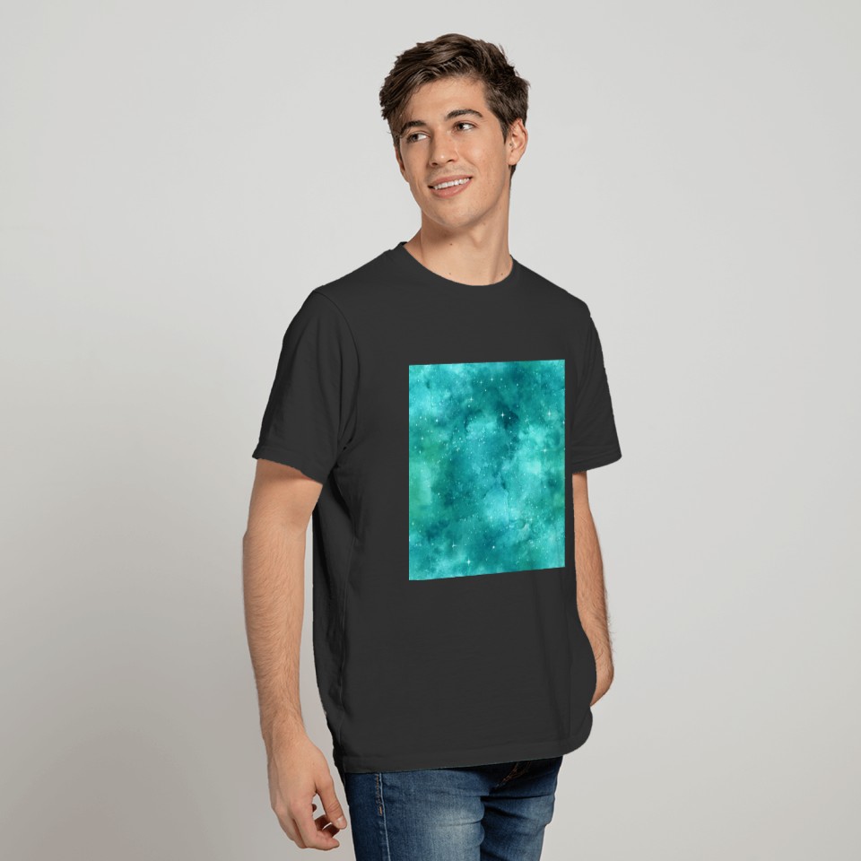 Teal Galaxy Painting T Shirts