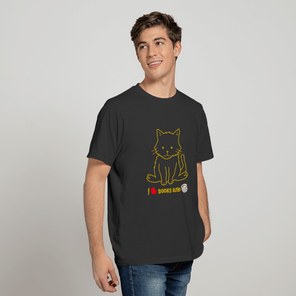 I love books ,coffee and cats T-shirt