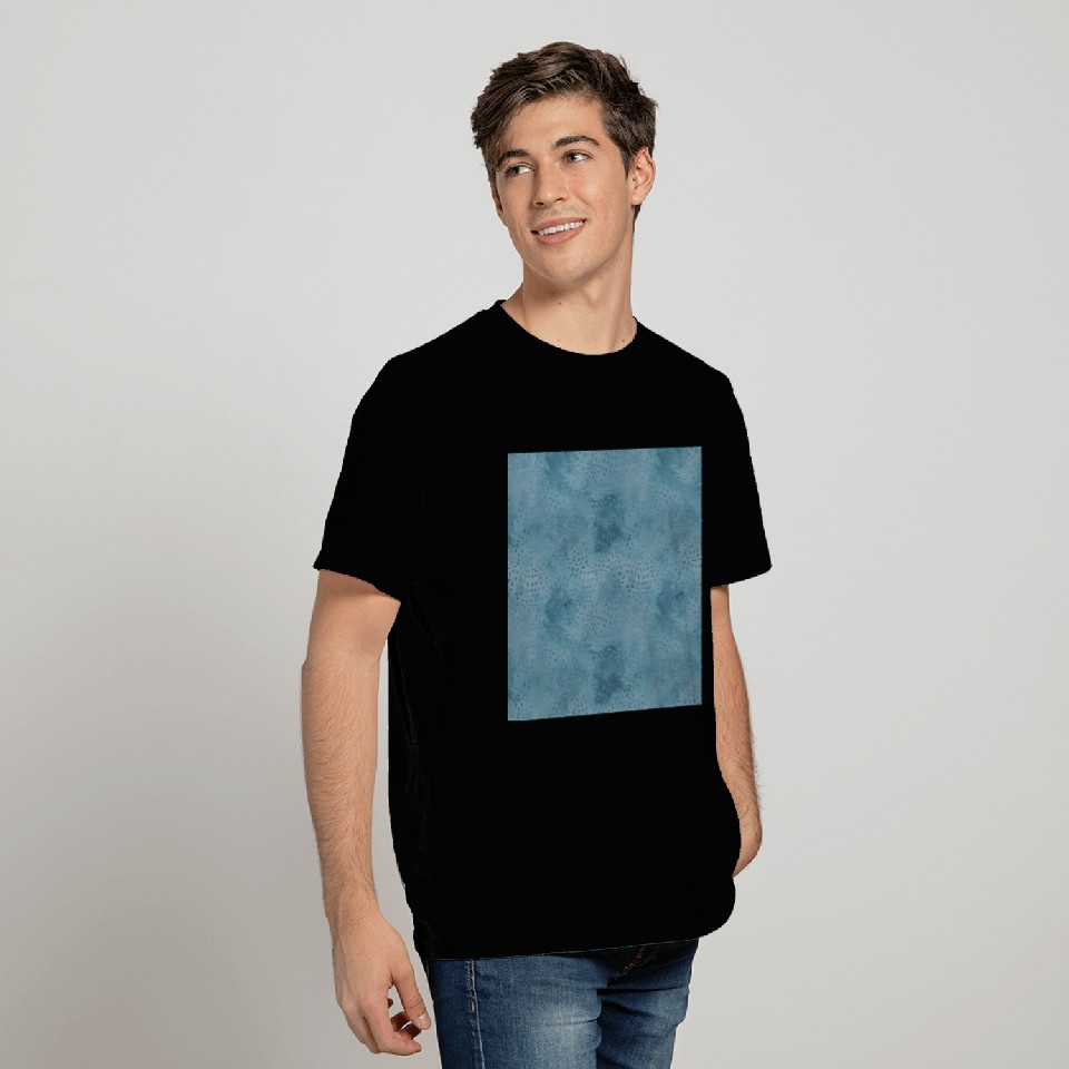 Blue Floral Leaves Batik Pattern T Shirts