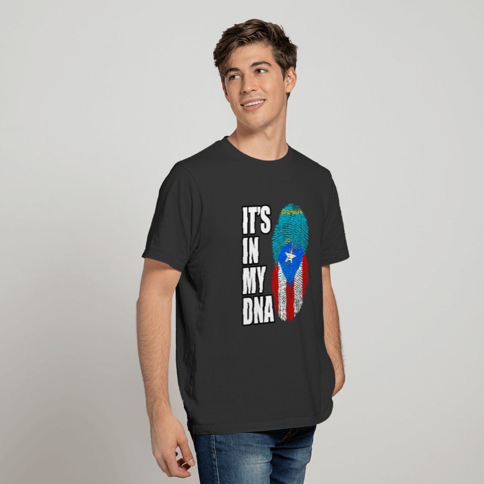 Puerto Rican And Kazakhstani Mix DNA Flag Heritage T-shirt