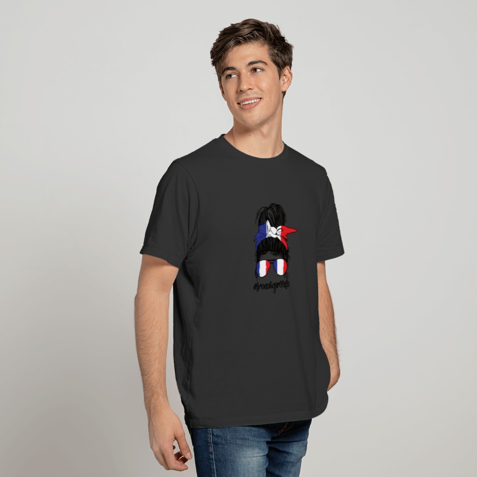 Proud French Girl France Flag French Roots T Shirts