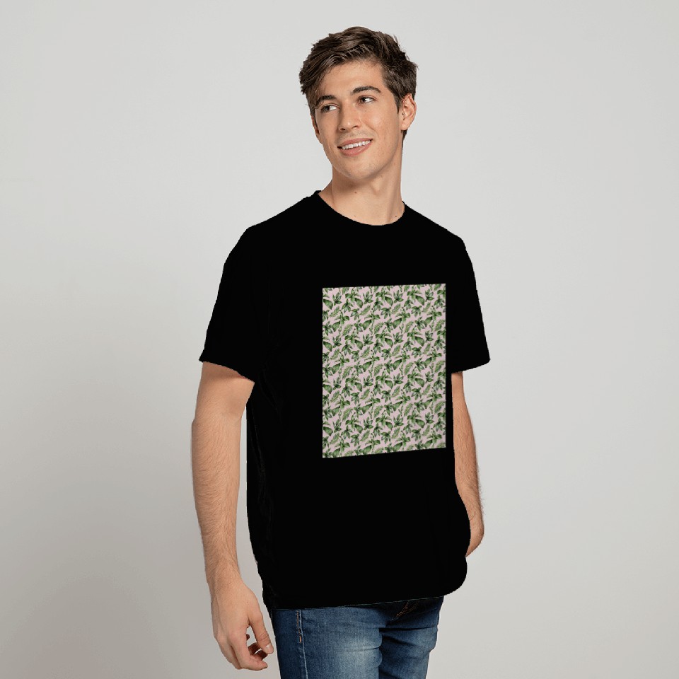 Tropical Rain Forest Leaves Pattern T Shirts