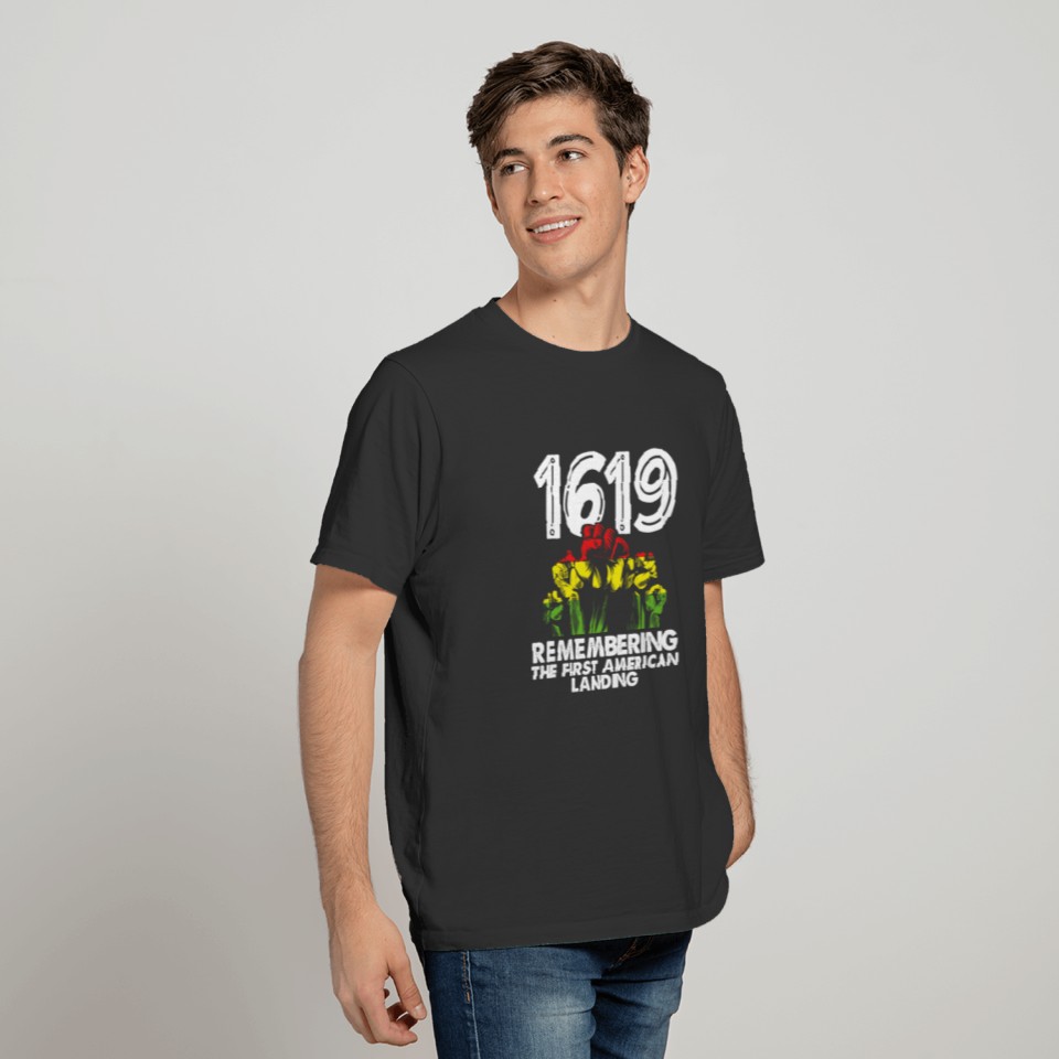1619 Remembering The First American Landing Black T-shirt