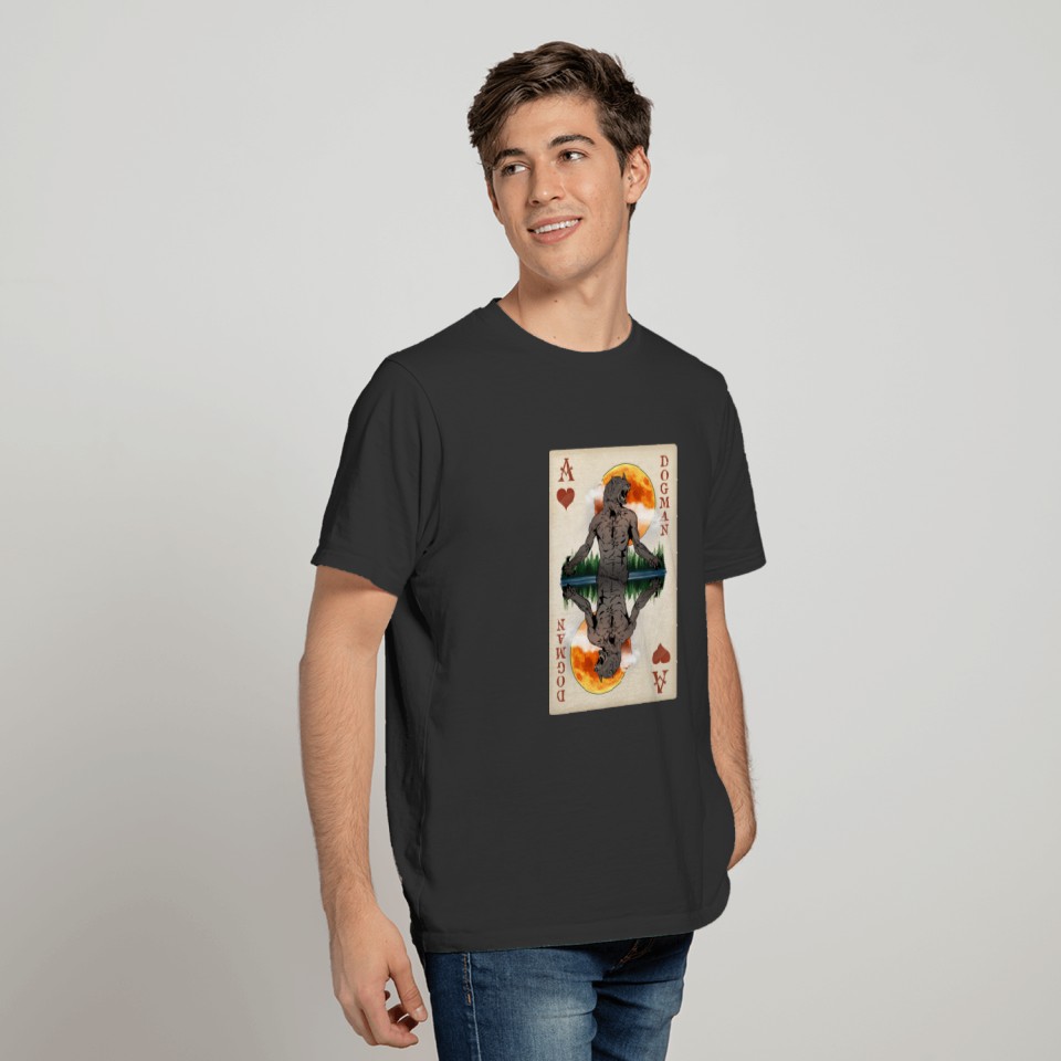 Dogman - Ace of Spades Cryptid Playing Card T Shirts