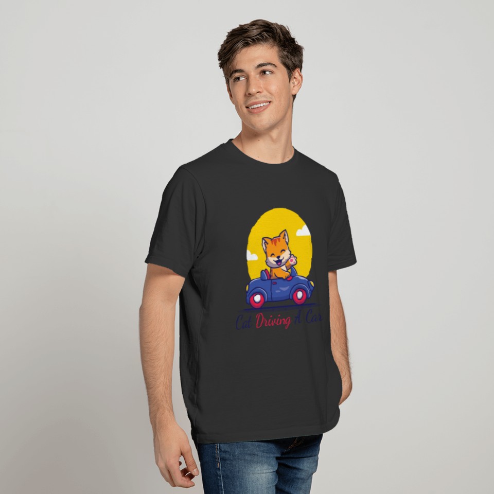 Funny Cat Driving A Car FOR A CAT LOVERS T-shirt