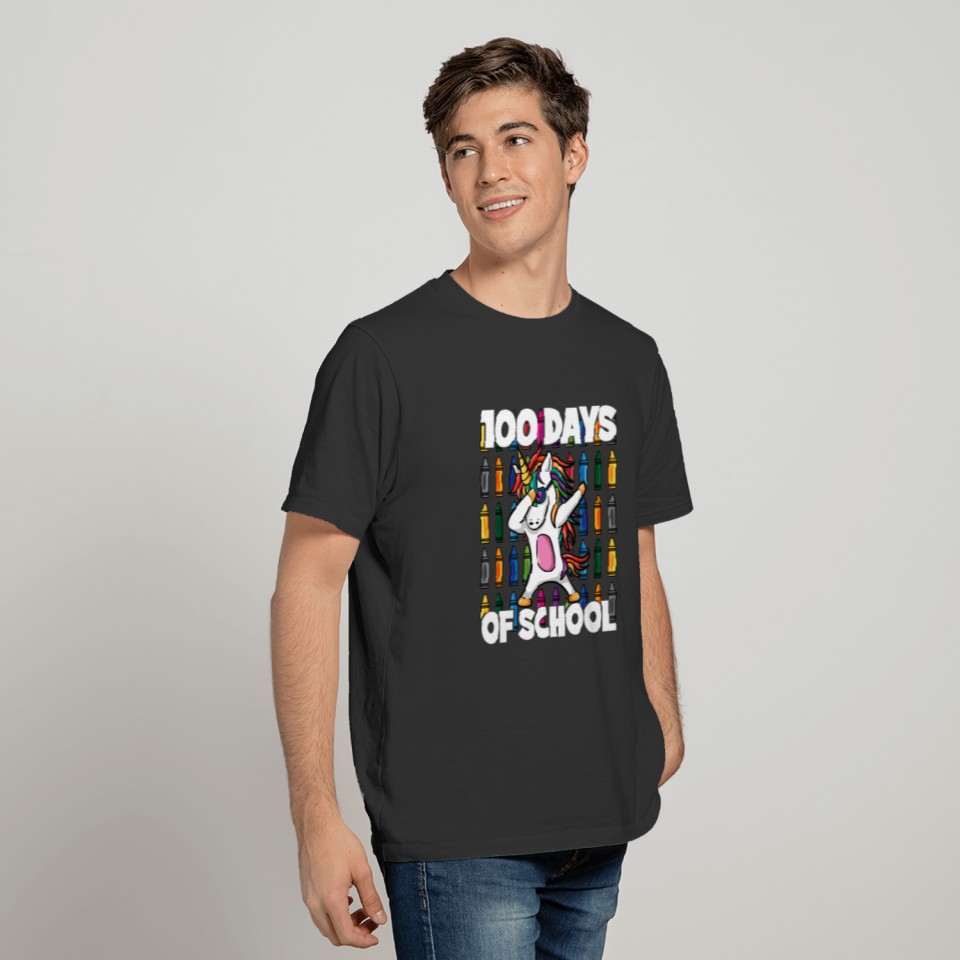 100 Days of School Crayon Dabbing Unicorn Magic T-shirt
