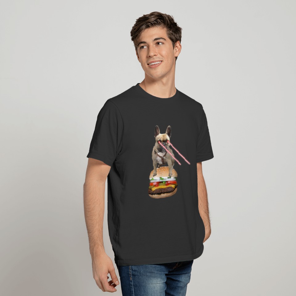French Bulldog Animal, Dad Mom Hamburger Print T Shirts