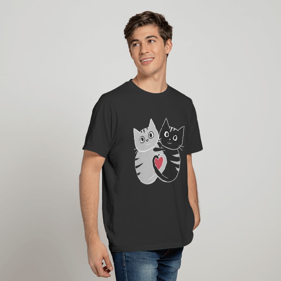 cute cats kittens with heart Valentine's Day T Shirts