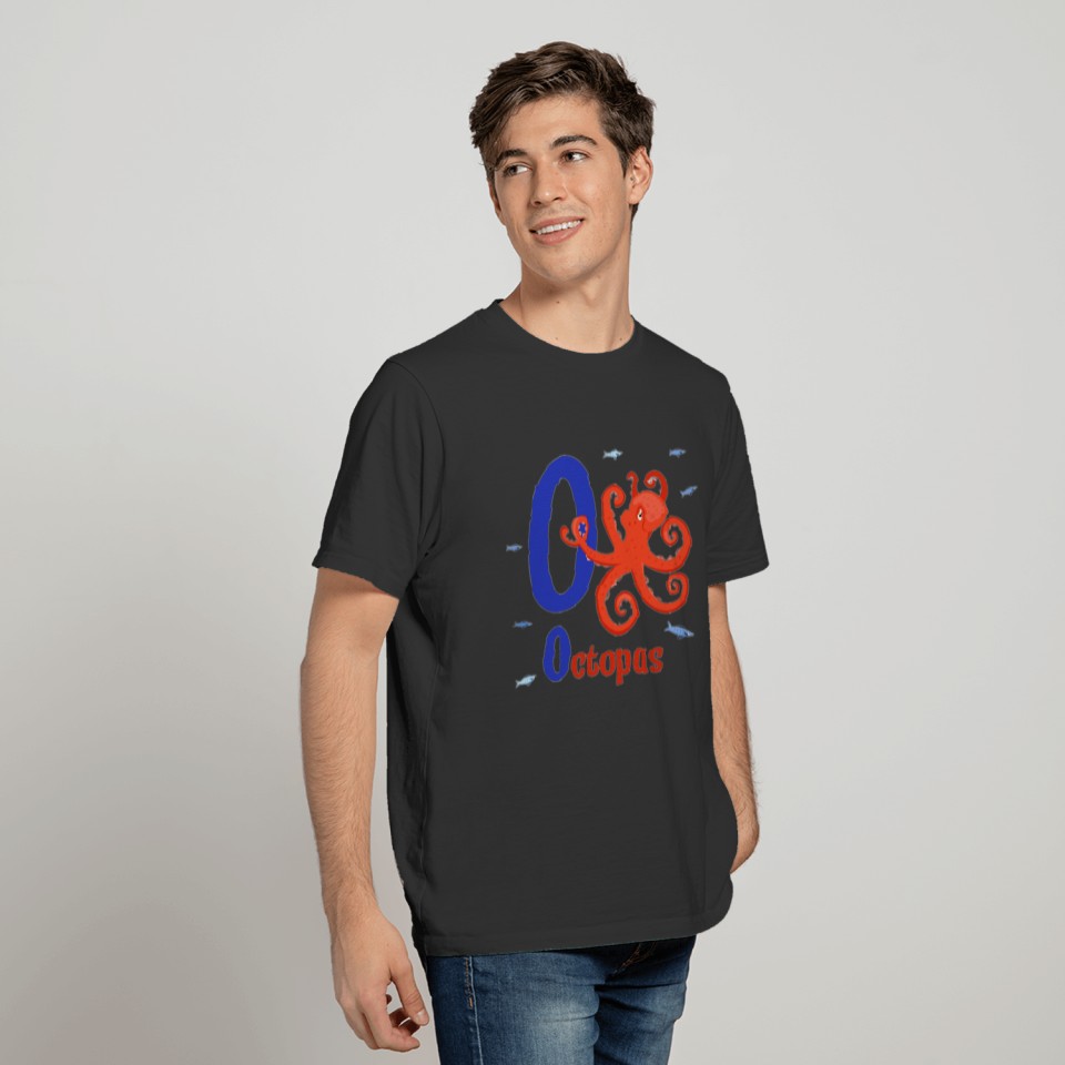 Sea animals alphabet for children letter O octopus T-shirt